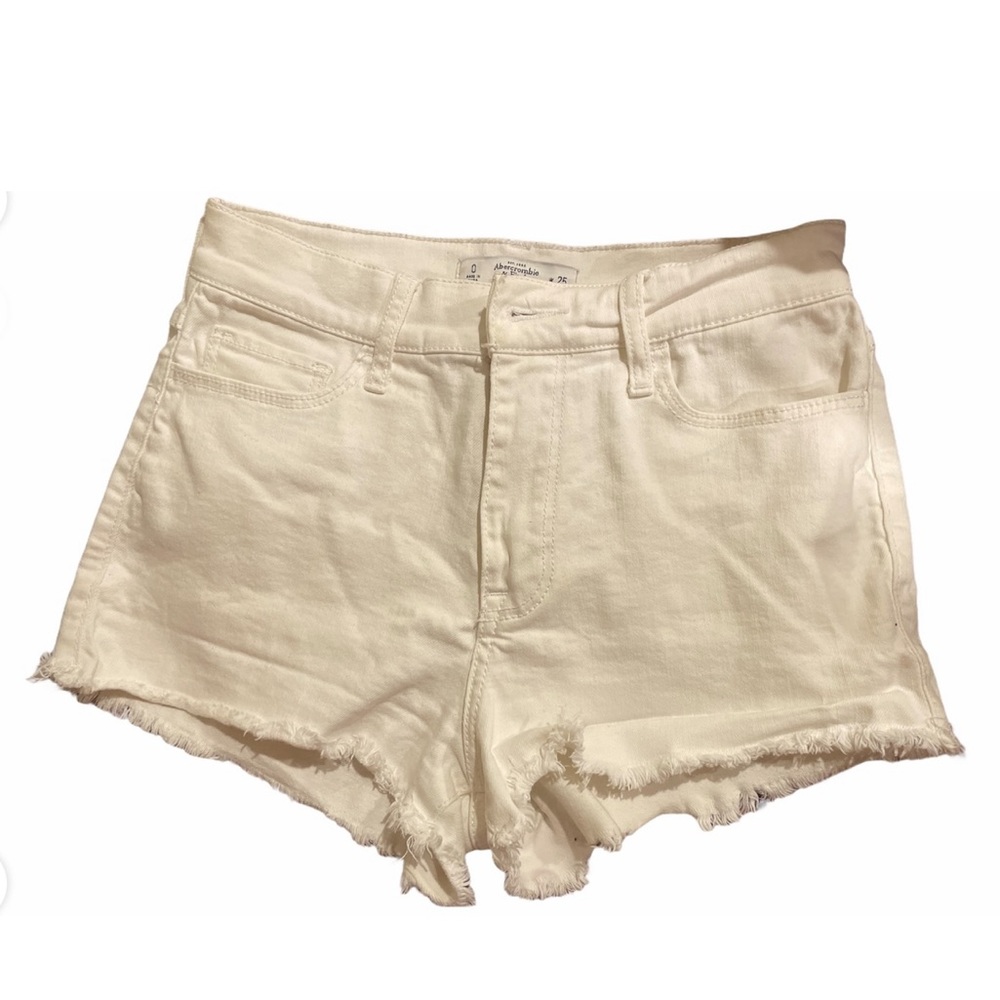 abercrombie white denim shorts